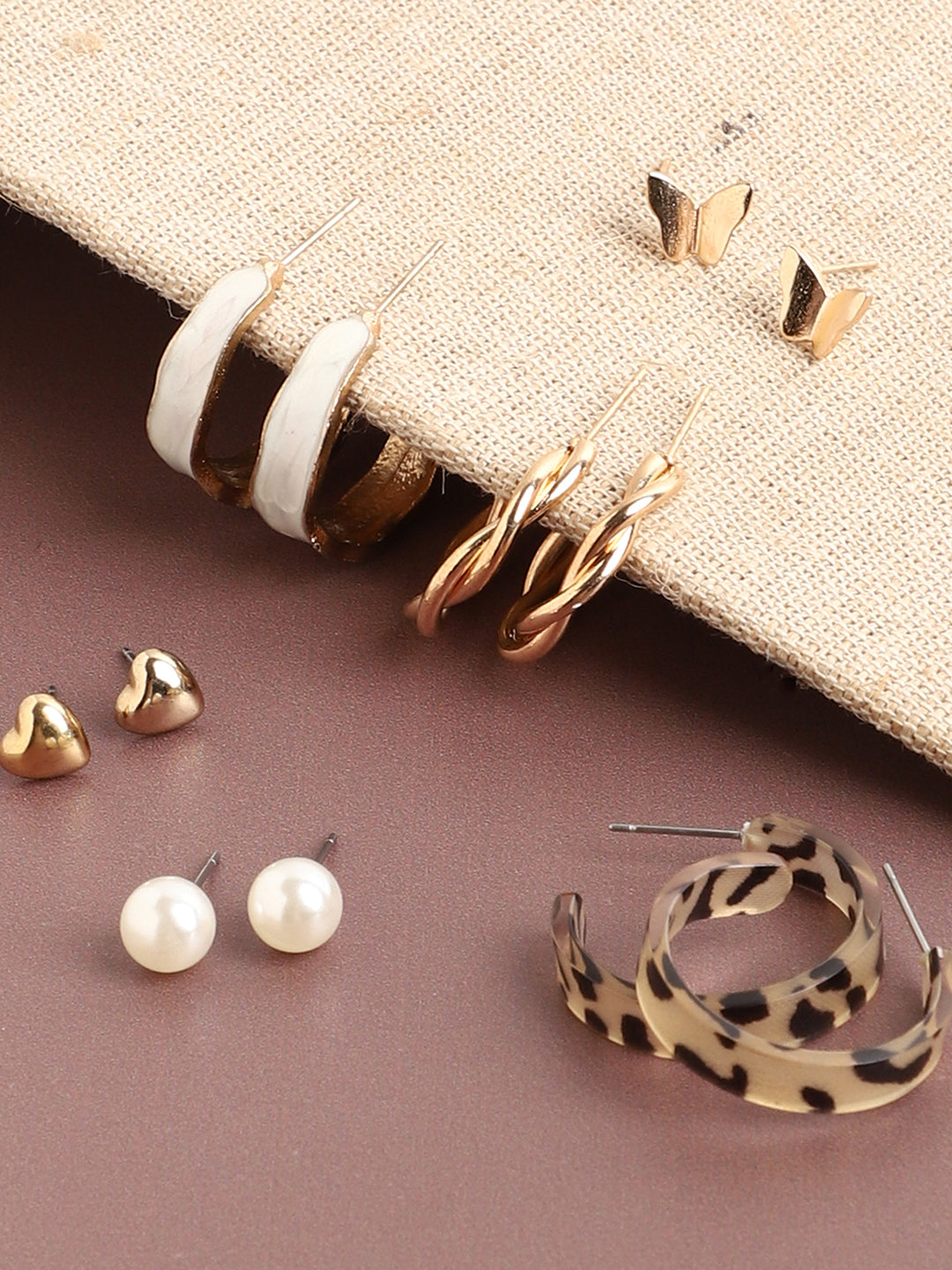 WOMEN SET OF 6 HOOP AND STUD EARRINGS