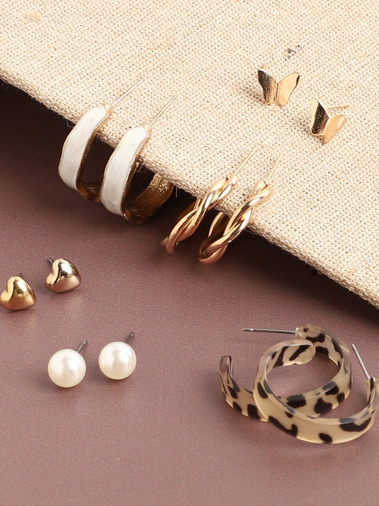 WOMEN SET OF 6 HOOP AND STUD EARRINGS