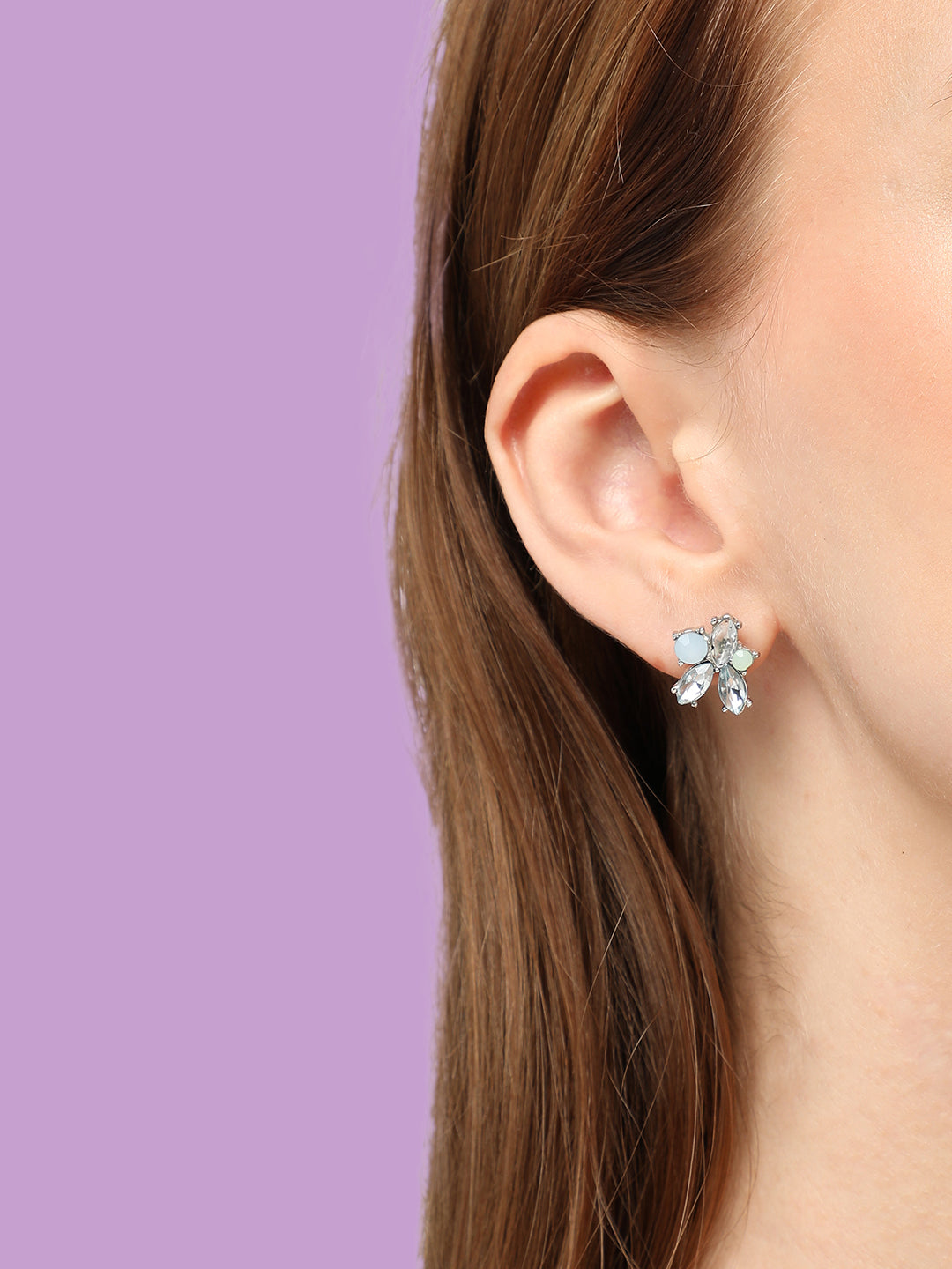 Silver-Plated Contemporary Studs Earrings