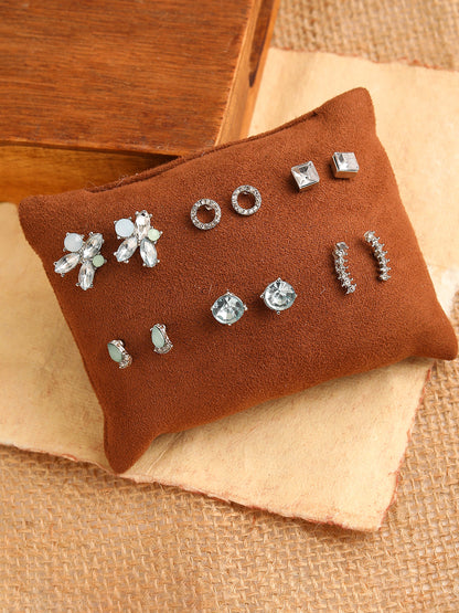 Silver-Plated Contemporary Studs Earrings