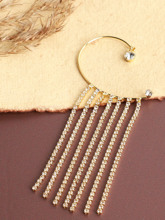 STATEMENT GOLD PLATED DANGLER EAR CUFFS