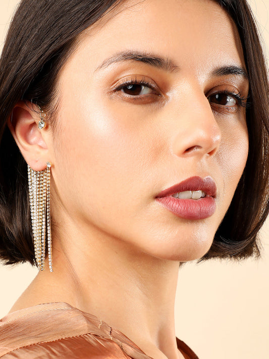 STATEMENT GOLD PLATED DANGLER EAR CUFFS