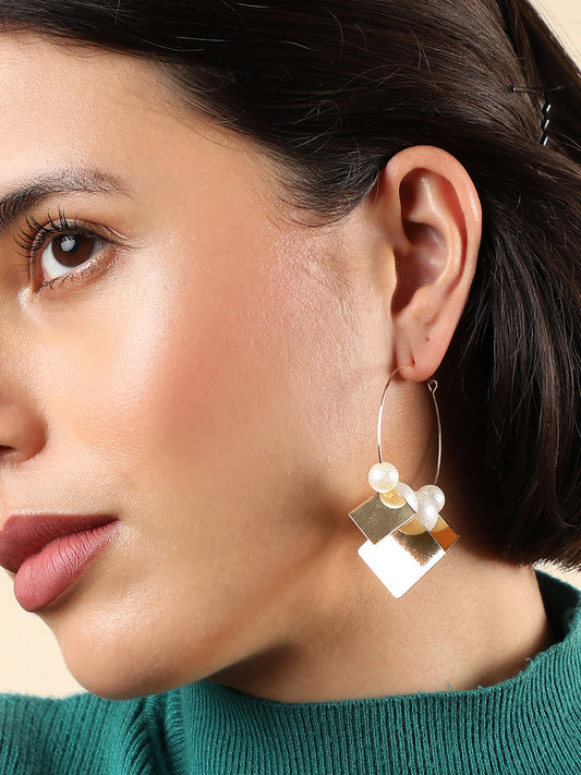 GOLD PLATED PEARL HOOP EARRINGS