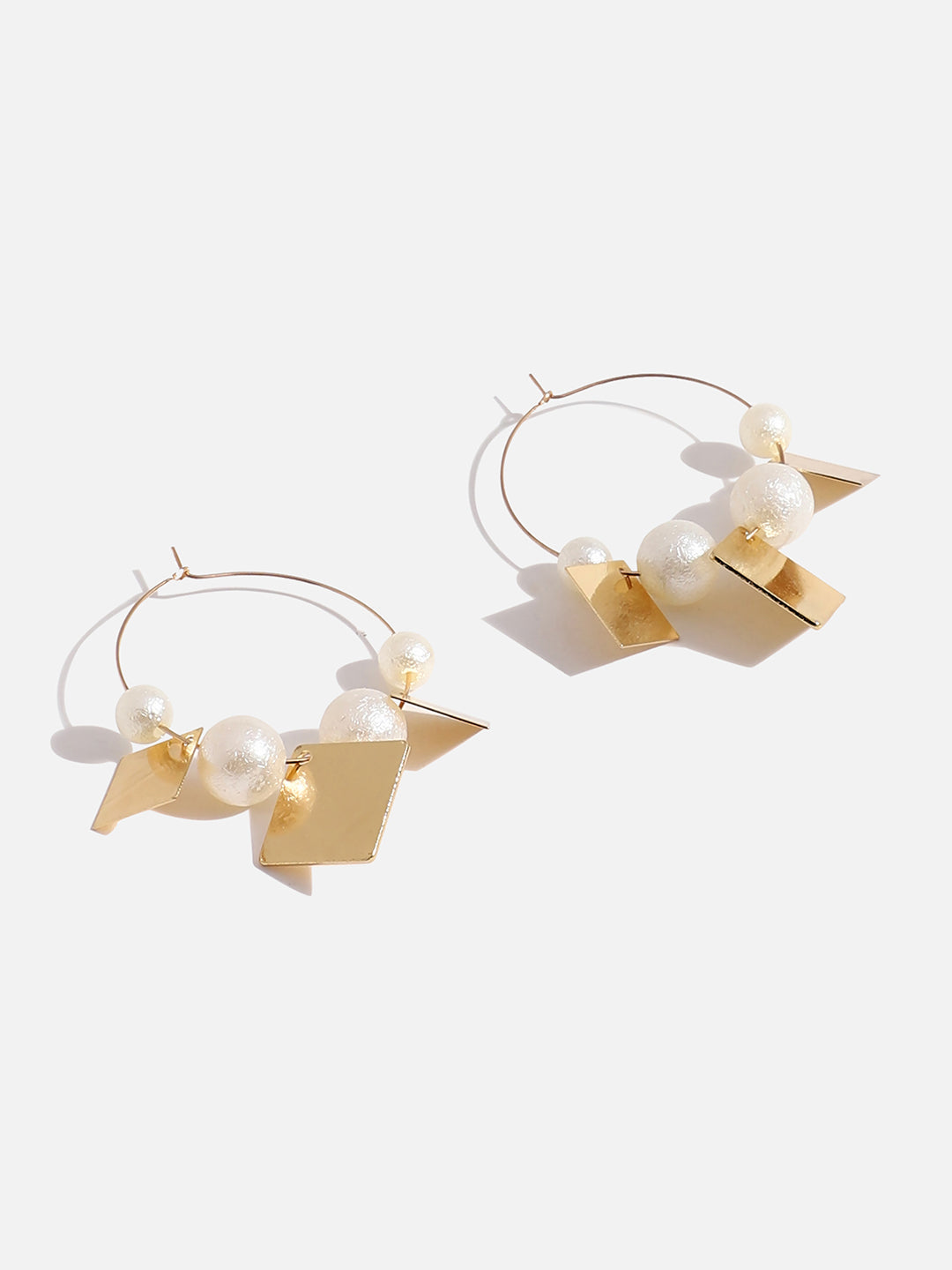 GOLD PLATED PEARL HOOP EARRINGS