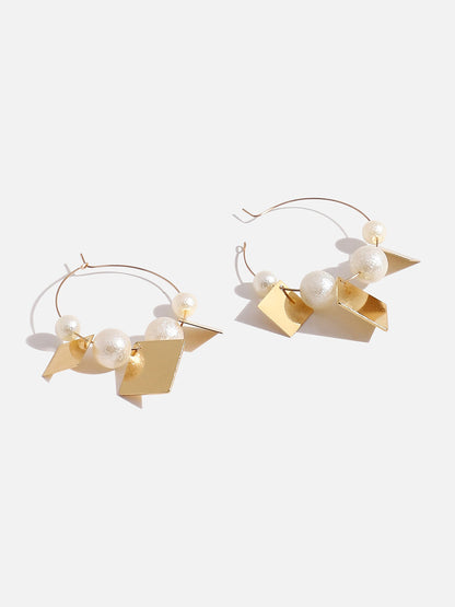 GOLD PLATED PEARL HOOP EARRINGS