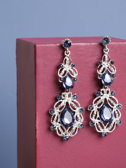 BLUE STONE FLOWER DETAILING EARRING