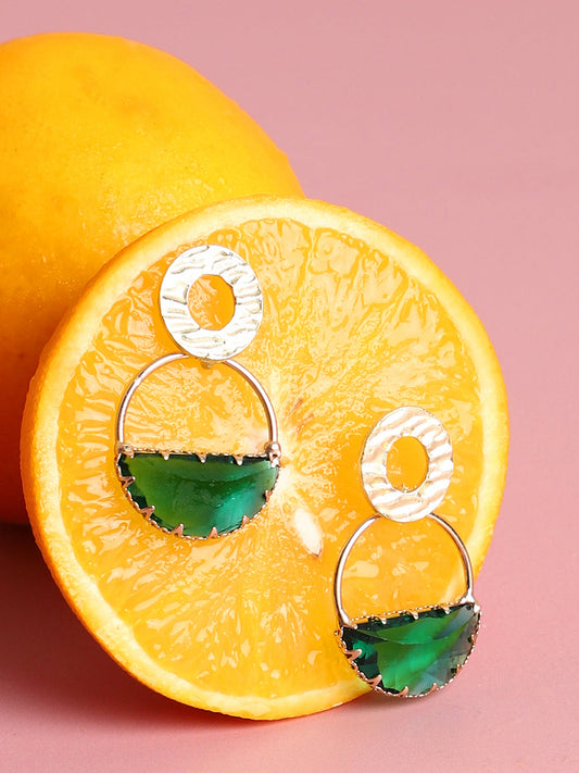 GOLD PLATED GREEN DROP EARRINGS