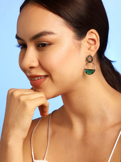 GOLD PLATED GREEN DROP EARRINGS