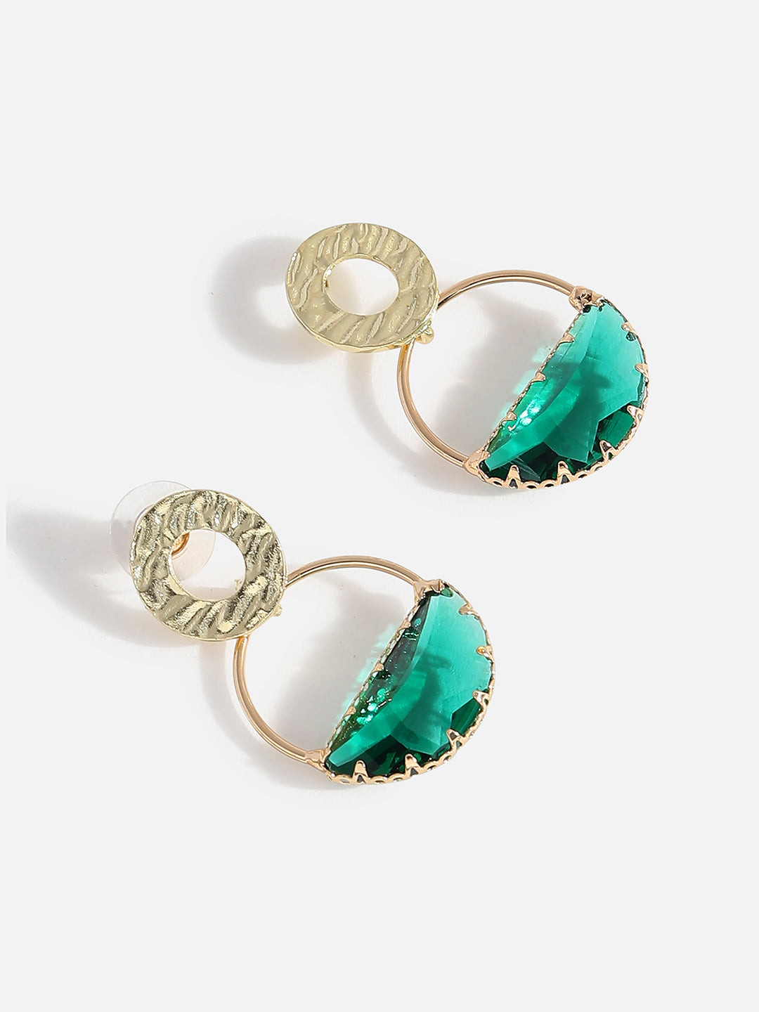 GOLD PLATED GREEN DROP EARRINGS