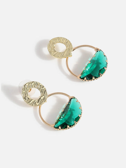GOLD PLATED GREEN DROP EARRINGS