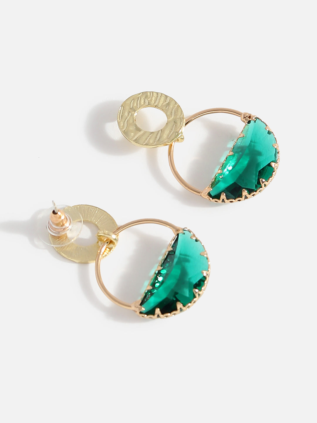 GOLD PLATED GREEN DROP EARRINGS