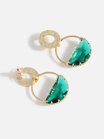 GOLD PLATED GREEN DROP EARRINGS