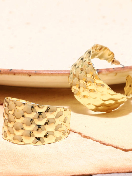 GOLD PLATED CONTEMPORARY HOOP EARRINGS