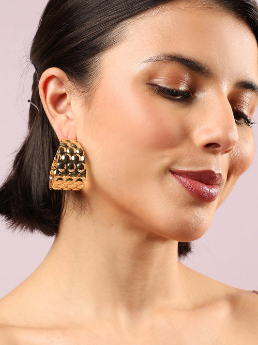 GOLD PLATED CONTEMPORARY HOOP EARRINGS
