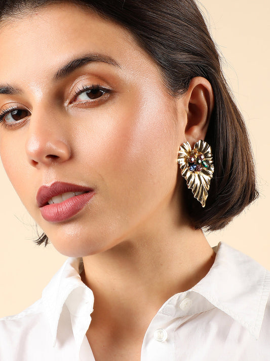 GOLD PLATED CONTEMPORARY DROP EARRINGS