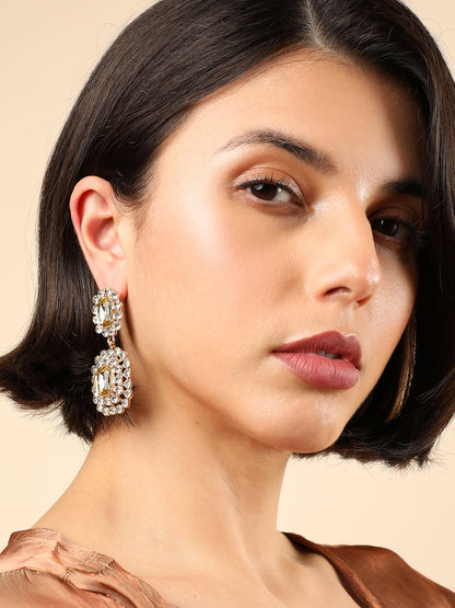 GOLD PLATED RHINESTONES DROP EARRINGS