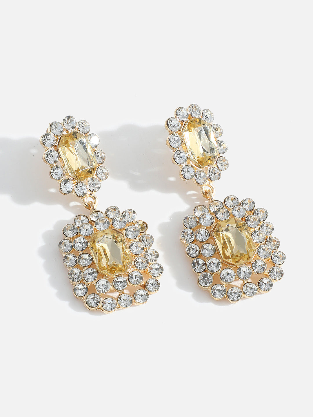 GOLD PLATED RHINESTONES DROP EARRINGS