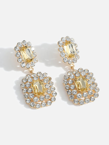 GOLD PLATED RHINESTONES DROP EARRINGS