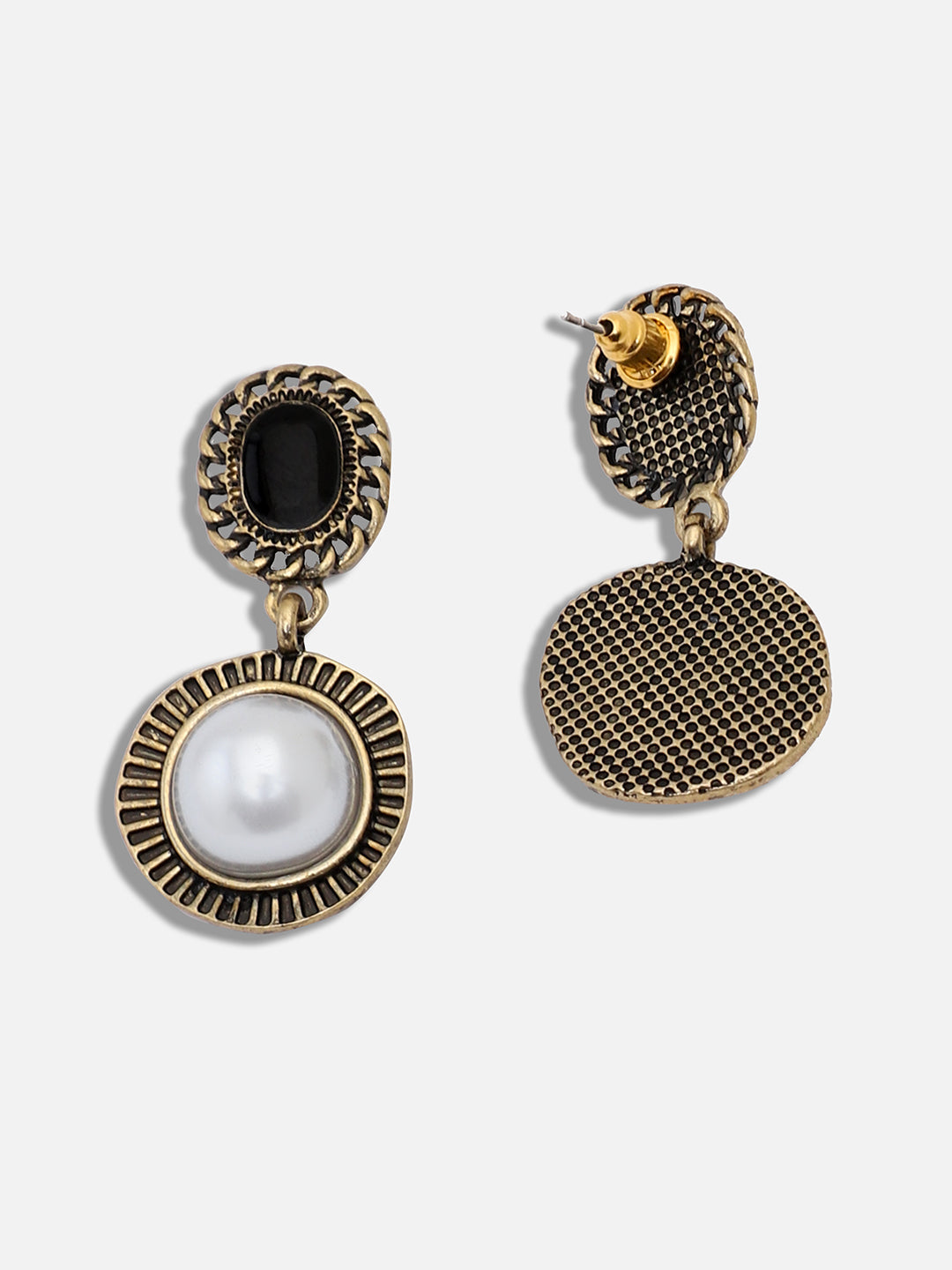 GOLD PLATED PARTY DESIGNER STONE AND PEARLS DROP EARRING FOR WOMEN