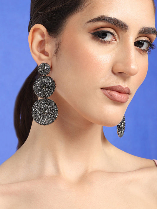 GOLD PLATED PARTY DESIGNER STONE DROP EARRING FOR WOMEN