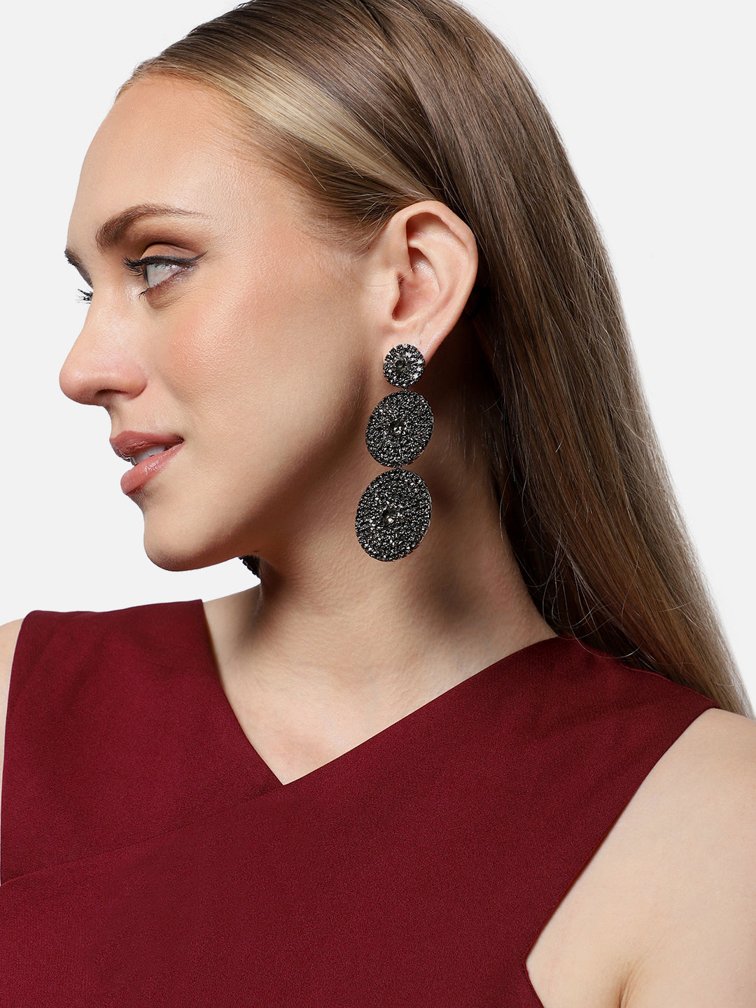 GOLD PLATED PARTY DESIGNER STONE DROP EARRING FOR WOMEN