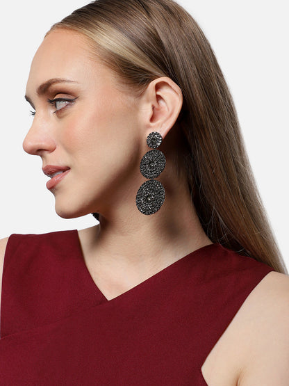 GOLD PLATED PARTY DESIGNER STONE DROP EARRING FOR WOMEN