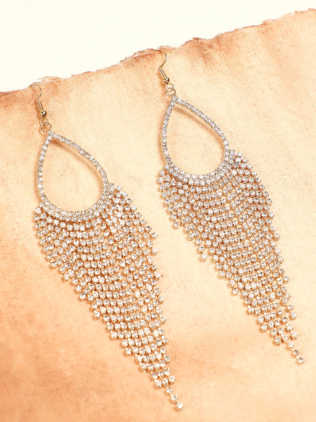 SILVER PLATED PARTY DESIGNER STONE DROP EARRING FOR WOMEN