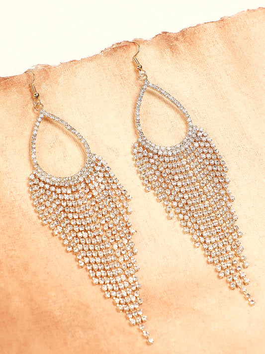 SILVER PLATED PARTY DESIGNER STONE DROP EARRING FOR WOMEN