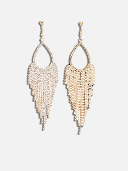 SILVER PLATED PARTY DESIGNER STONE DROP EARRING FOR WOMEN
