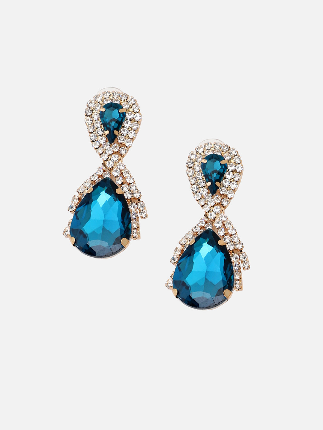 GOLD PLATED PARTY DESIGNER STONE DROP EARRING FOR WOMEN