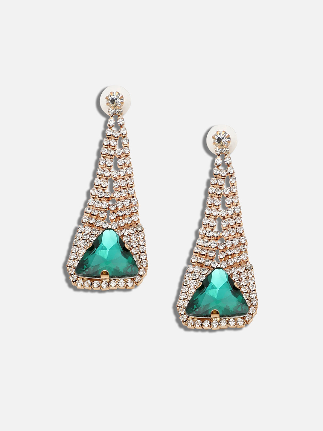GOLD PLATED PARTY DESIGNER STONE DROP EARRING FOR WOMEN