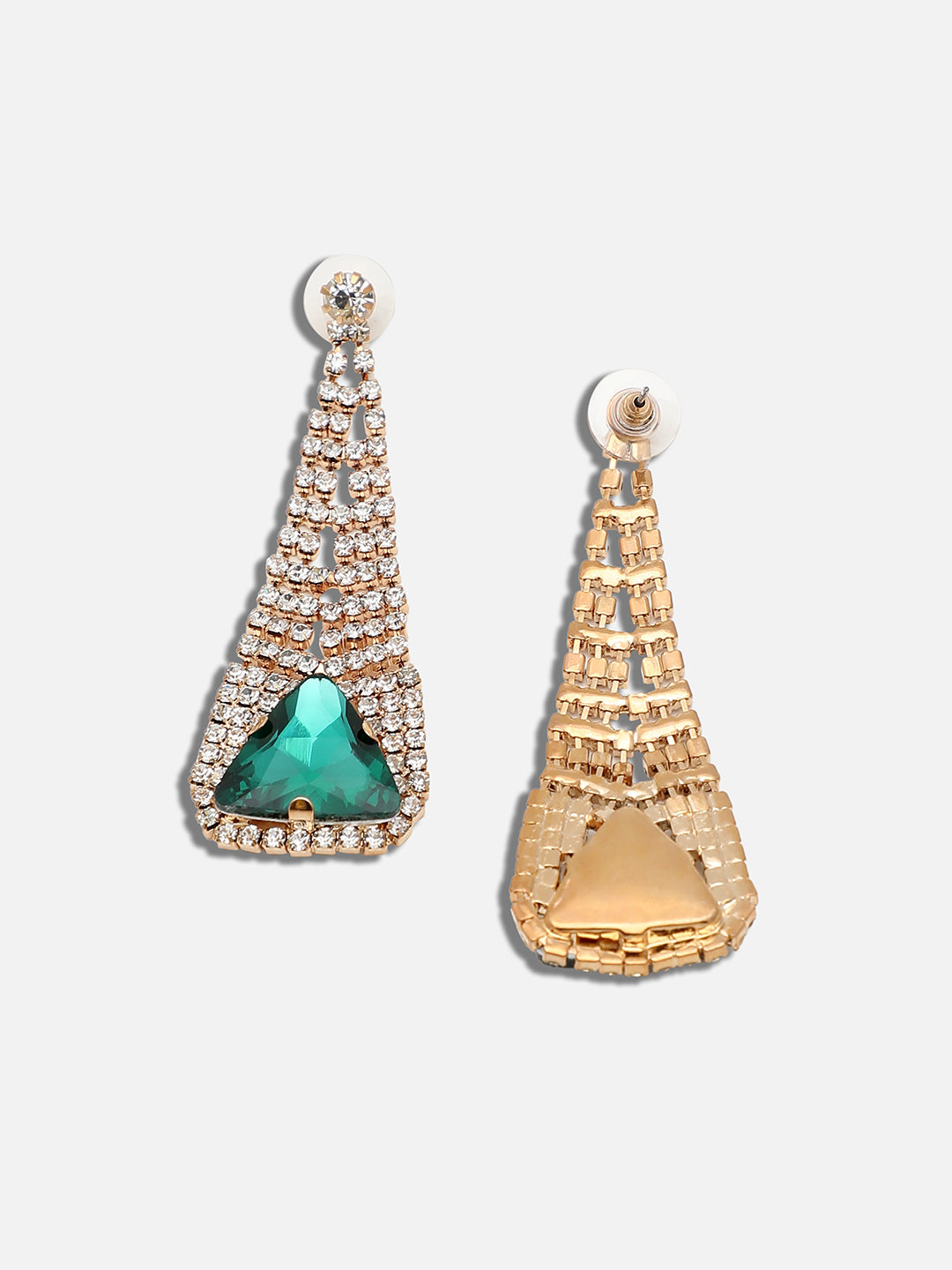 GOLD PLATED PARTY DESIGNER STONE DROP EARRING FOR WOMEN