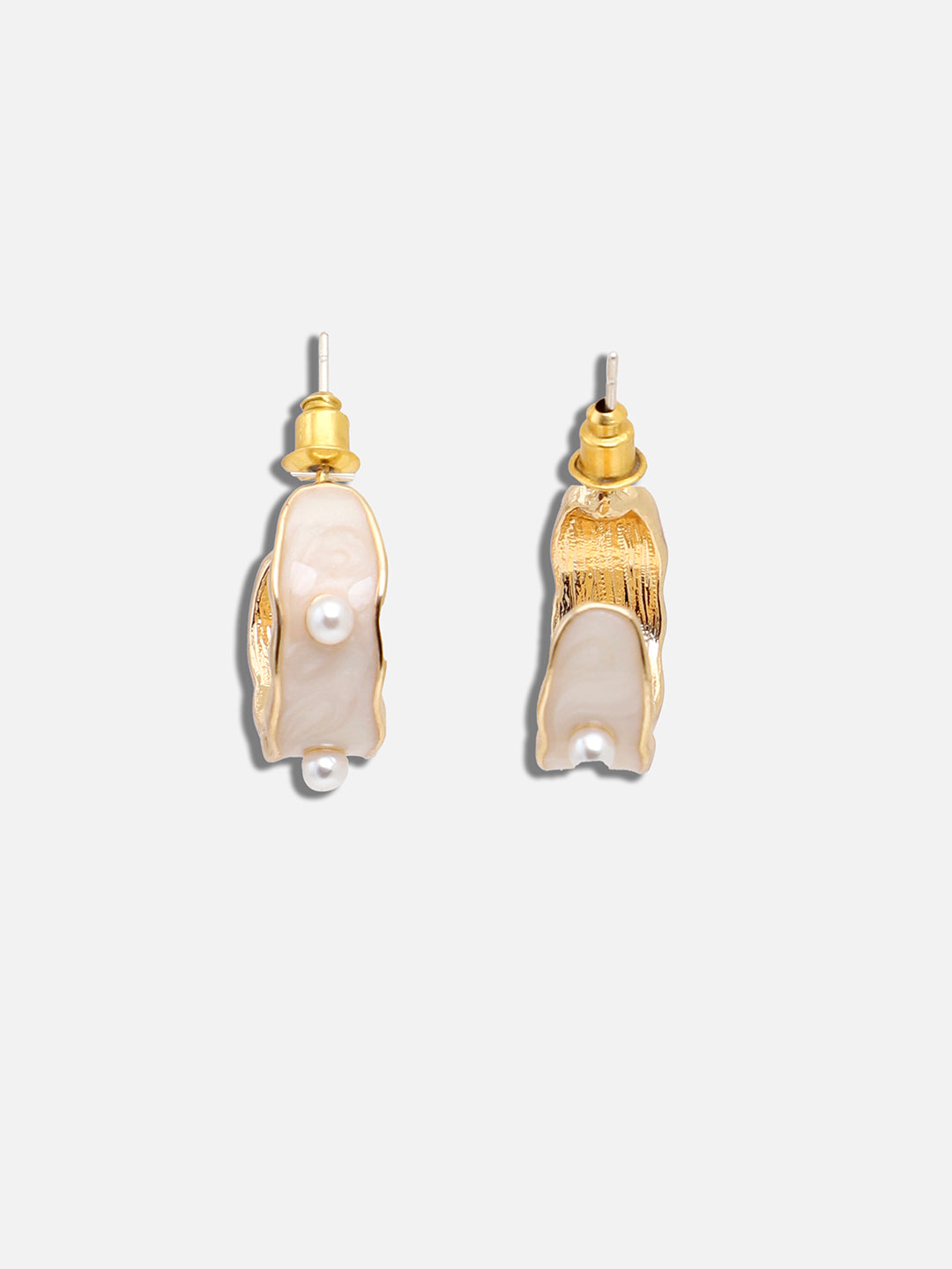 GOLD PLATED PARTY PEARLS HOOP EARRING FOR WOMEN