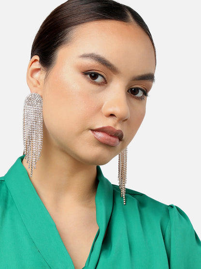 GOLD PLATED PARTY DESIGNER STONE DROP EARRING FOR WOMEN