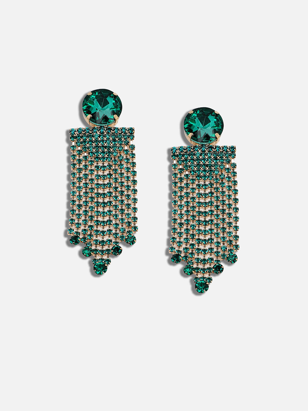 GOLD PLATED PARTY DESIGNER STONE DROP EARRING FOR WOMEN