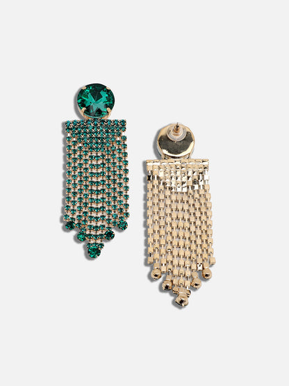 GOLD PLATED PARTY DESIGNER STONE DROP EARRING FOR WOMEN