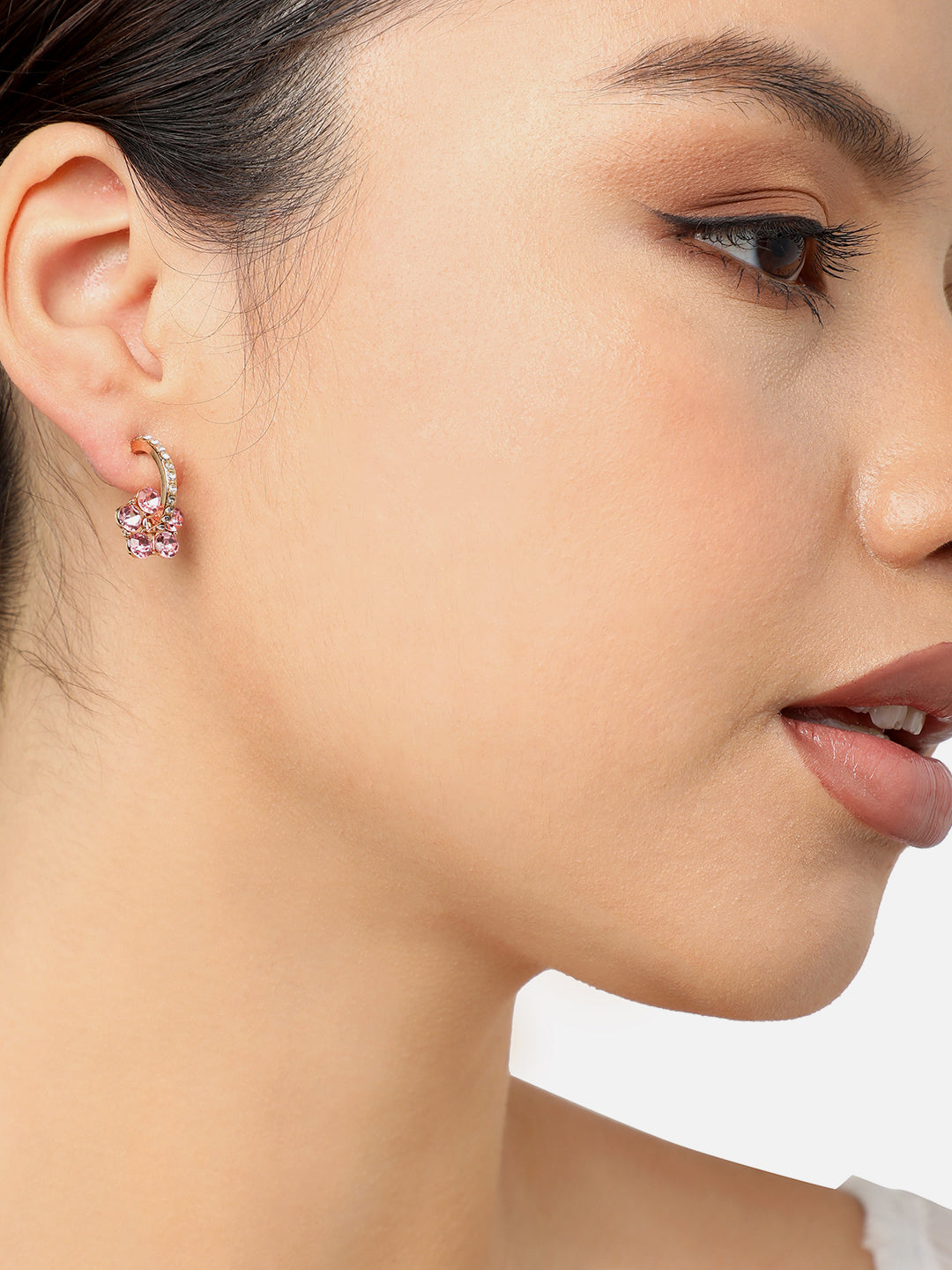 GOLD PLATED PARTY DESIGNER STONE DROP EARRING FOR WOMEN