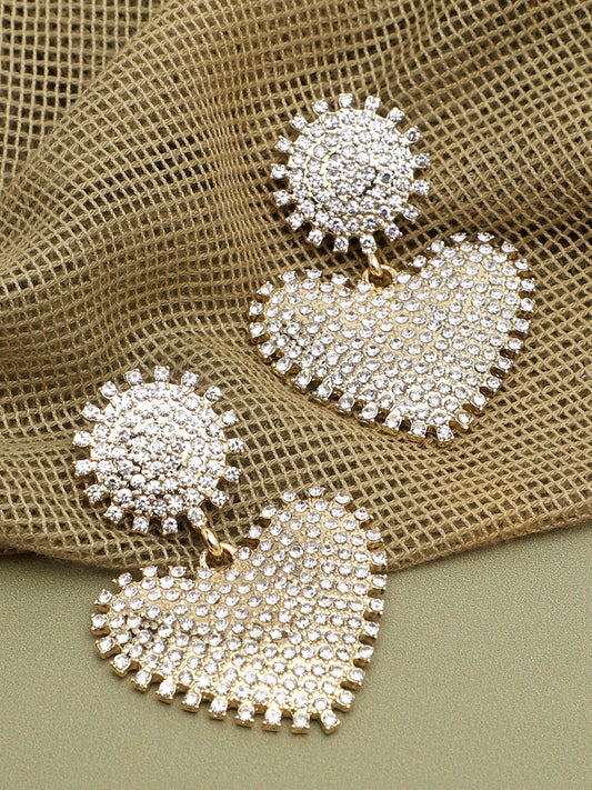 GOLD PLATED PARTY RHINESTONES DROP EARRING FOR WOMEN