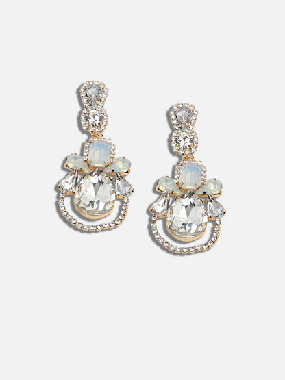 GOLD PLATED PARTY DESIGNER STONE DROP EARRING FOR WOMEN