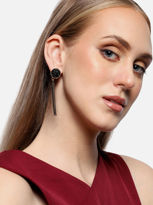 GOLD PLATED PARTY DESIGNER STONE DROP EARRING FOR WOMEN
