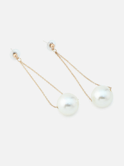 GOLD PLATED PARTY PEARLS DROP EARRING FOR WOMEN