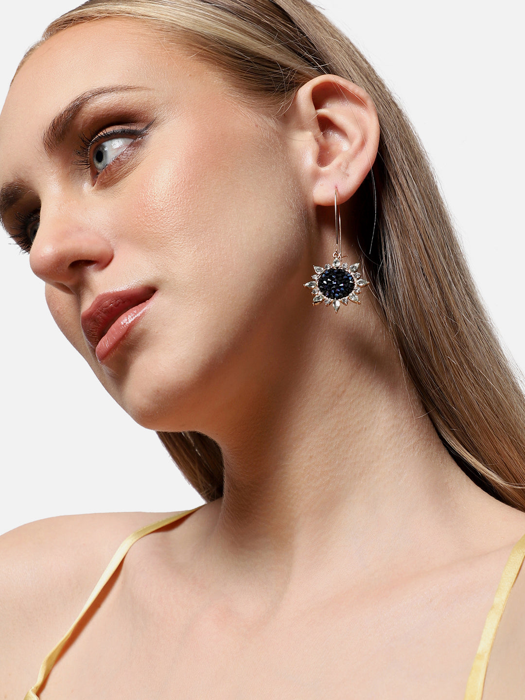 GOLD PLATED PARTY DESIGNER STONE DROP EARRING FOR WOMEN