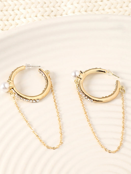GOLD PLATED PARTY PEARLS DROP EARRING FOR WOMEN