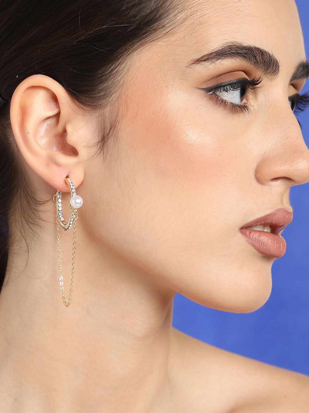 GOLD PLATED PARTY PEARLS DROP EARRING FOR WOMEN
