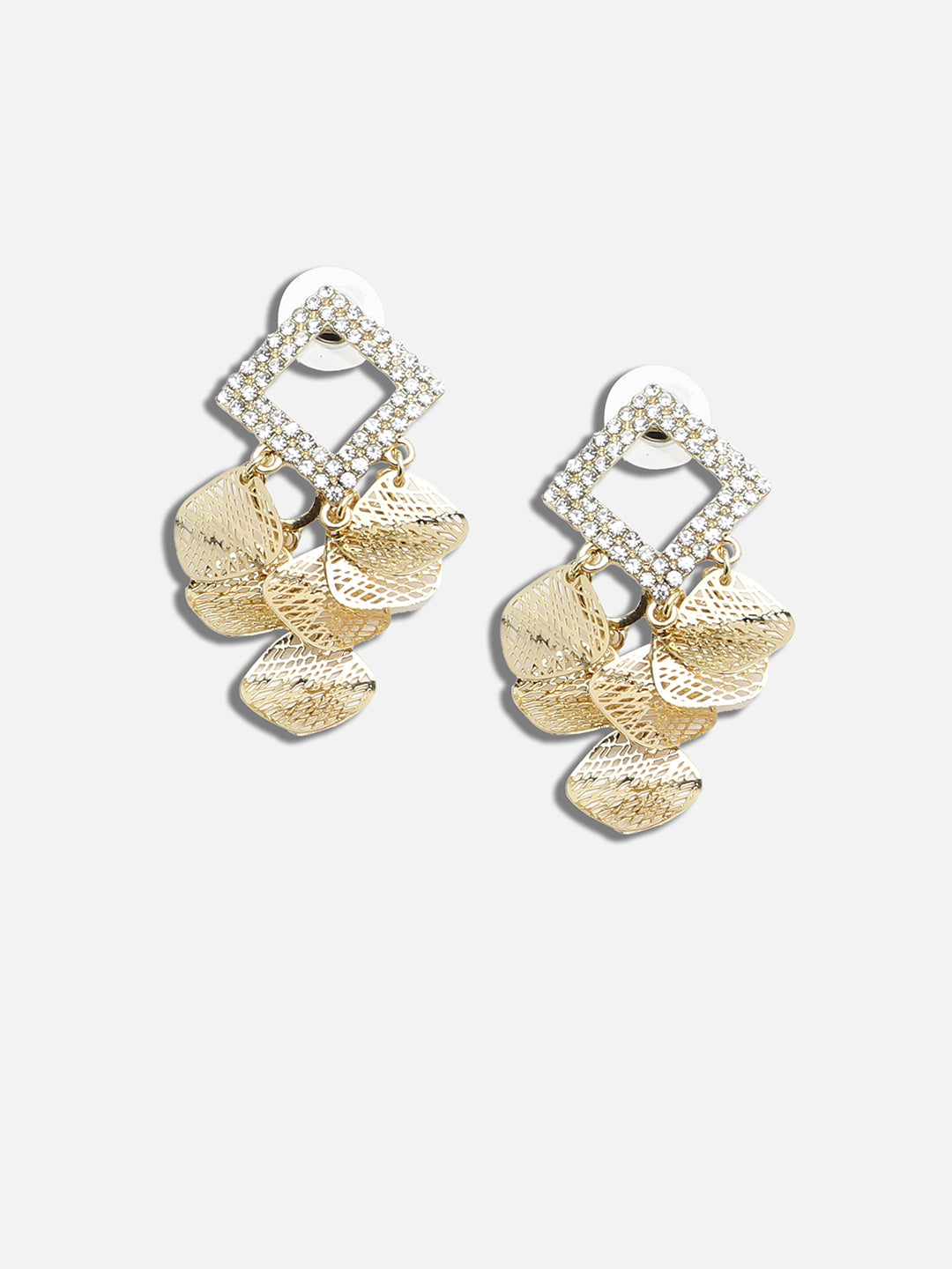 GOLD PLATED PARTY DESIGNER STONE DROP EARRING FOR WOMEN