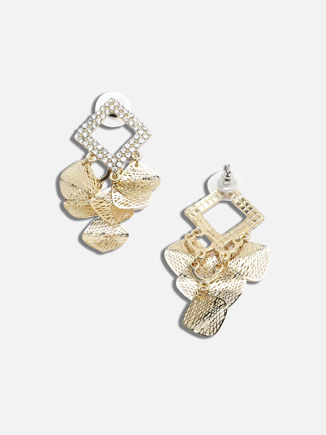 GOLD PLATED PARTY DESIGNER STONE DROP EARRING FOR WOMEN