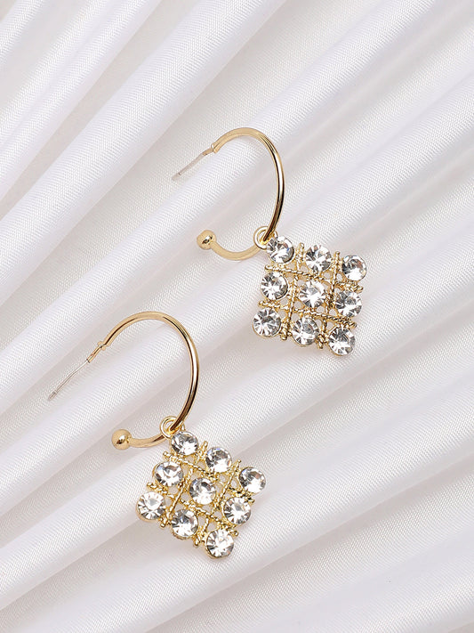 GOLD PLATED PARTY DESIGNER STONE DROP EARRING FOR WOMEN