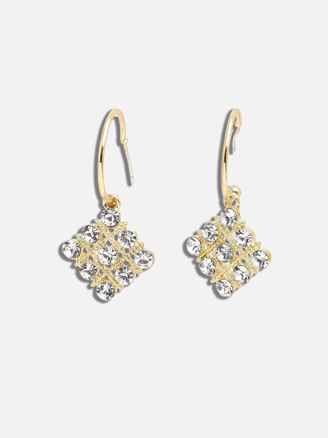 GOLD PLATED PARTY DESIGNER STONE DROP EARRING FOR WOMEN