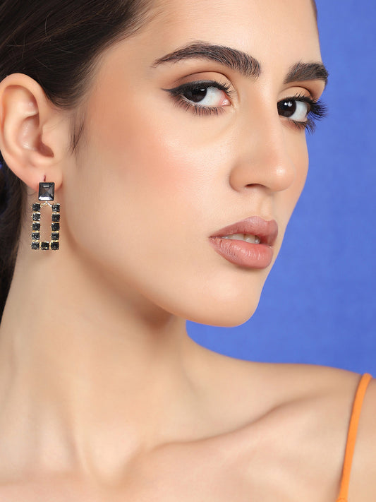 GOLD PLATED PARTY DESIGNER STONE DROP EARRING FOR WOMEN