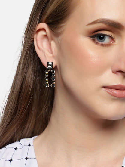 GOLD PLATED PARTY DESIGNER STONE DROP EARRING FOR WOMEN